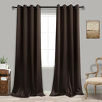 KOUFALL 108 Inch Blackout Curtains for Living Room,Dark Brown Luxury Satin Polyester Grommet Rustic Farmhouse 9FT Floot to Ceiling Curtains for Sliding Glass Door 2 Panels Set - Image 3