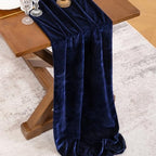 4 Pack Navy Blue Velvet Table Runner Cloth Fall Luxurious Wedding Decor - Image 3