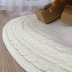36-Inch Cable Sweater Knit Christmas Tree Skirt with Wooden Toggles, Cream - Image 5