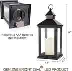2-Pack 14" Decorative Candle Lantern Black Outdoor Lanterns with Timer Candles - IP44 Waterproof Vintage Lanterns Battery Powered LED Decorative for Wedding - Warm White Hanging Wall - Image 7