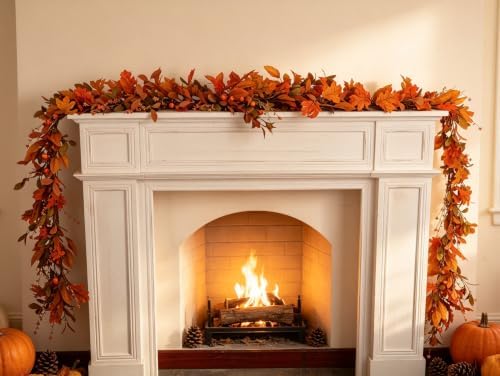 Fall Leaves Garland for Mantle Pumpkin Autumn Decoration Outdoor - Image 6