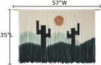 Macrame Wall Hanging Handmade Green Cactus Dip-Dye Fiber Art 57"W*35"L - Image 5
