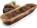 FANDOS Wooden Dough Bowl for Decor - 17¾ in Long Hand Carved Paulownia, Large Rustic Decorative Bowl for Home Table Centerpiece, Keys, Entryway Table, Catchall Tray & Wooden Dining Room Centerpiece by FANDOS