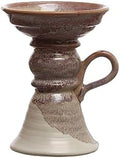 7.5 Inches Stoneware Pillar Holder with Handle and Reactive Glaze for 5 Inches Pillar, Brown by Unknown