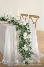 Ling's moment Ivory Eucalyptus Flower Garland White Wedding Arch 6 FT - Image 2