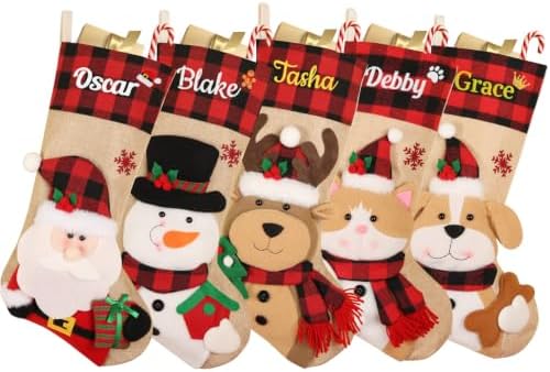 Personalized Christmas Stockings,Custom Christmas Stocking for Family(8pcs) by Unknown