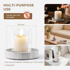 Candle Holders Italy Premium Natural Marble Candlestick Holder for Jar Pillar Candles Large Round Coaster Plate Jewelry Tray Centerpiece for Wedding Dining Table Home Decor Light Grey (WH074) - Image 3
