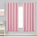 Pink Curtains 63 Inch Length for Baby Girls Nursery Decor,2 Panel Sets Pair Thick Room Darkening Heat Light Blocking Grommet Thermal Insulated Blackout Curtain for Bedroom Girls 72x63 Inches Long by KOUFALL
