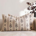 Amor Virisso Floral Throw Pillow Covers 12 x 20 Set of 2 Block Print Pillow Covers Neutral Floral Striped Farmhouse Decorative Pillow Covers for Sofa Couch Bed, Brown by AffordableFloralPrintMaker