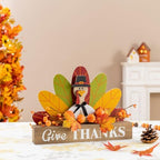 Glitzhome Thanksgiving Table Decoration for Home 11.75"L Thanksgiving Wooden Turkey Table Decor Thanksgiving Table Centerpiece for Autumn Harvest Party Home Kitchen Farmhouse - Image 6