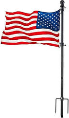 Black Flag Poles for Outside - 8.5FT Metal Outdoor Yard Flag Pole Holder with 2 Prongs Base - 3x5FT American Flag with Pole by DonSail