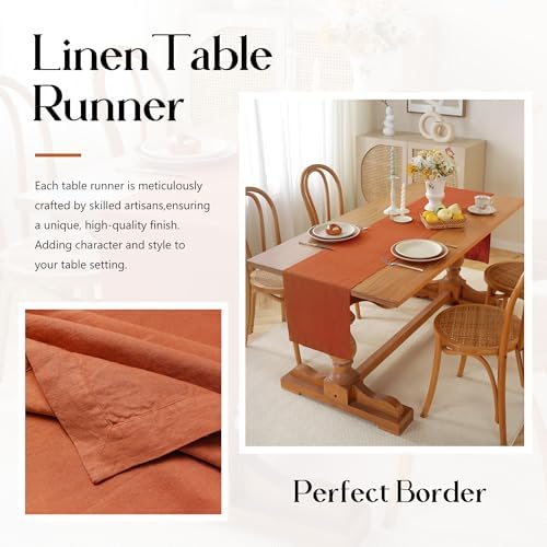 100% Pure French Linen Table Runner (Caramel,14x132 Inch) - Image 7