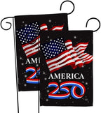 America 250 Flag American July 4th Garden Poster 2 Pcs Pack Porch Lawn Official Licensed Merchandise Garve Yard Decor Canvas Print Textile Woven Tapestry USA 250th Anniversary Decoration Gift by Breeze+Decor
