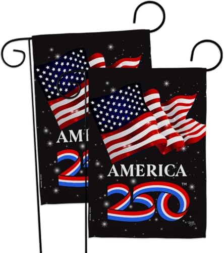 America 250 Flag American July 4th Garden Poster 2 Pcs Pack Porch Lawn Official Licensed Merchandise Garve Yard Decor Canvas Print Textile Woven Tapestry USA 250th Anniversary Decoration Gift by Breeze+Decor