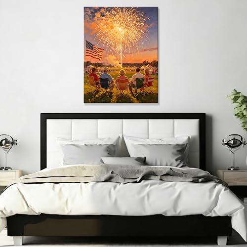 July 4th Patriotic Canvas Wall Art 4th of July USA Decorations American Flag Fireworks Picture Wall Decor Independence Day Home Decor 16x24in - Image 5