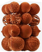 30pcs Velvet Christmas Ball Ornaments, Flocked Shatterproof Christmas Ornaments Hanging Xmas Tree Decorations Set for Home Party Holiday Decor (Multi-Size, Orange) by Unknown