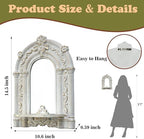 2 Set Vintage Candle Wall Sconce for Home Decor Living Room Bedroom Office Wood Antique Mirrored Victorian Mounted Candlestick Wall Holder Relief Hanging Decor -White 11.8in - Image 5
