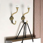 CHIVS Coat Hooks- 5 Pack Matte Brass Brushed Wall Hooks, Ceramic Coat Hooks, Decorative Wall Mounted Towel Hanger, zinc Double Prong Hook for Hanging Clothes, Keys, Hats, Backpacks - Image 4