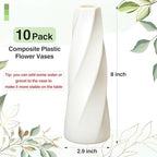 Didaey 10 Pack White Plastic Vases Bulk for Centerpieces,Retro - Image 5