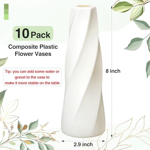Didaey 10 Pack White Plastic Vases Bulk for Centerpieces,Retro - Image 5