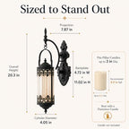Rustic Antique Gothic Amber Glass Candle Sconce for Fireplace - Image 3