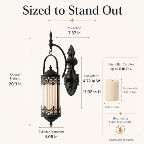 Rustic Antique Gothic Amber Glass Candle Sconce for Fireplace - Image 3