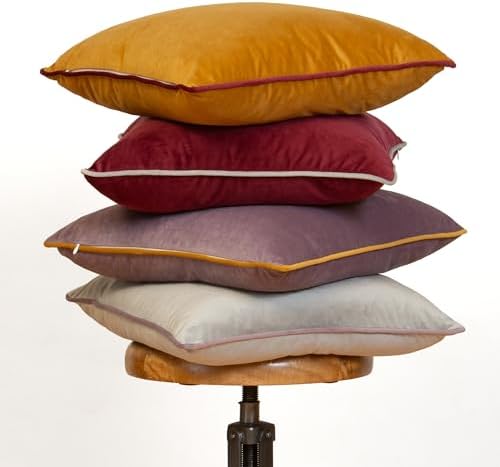 Jewel Tone Decorative Throw Pillow Covers, 4 Pack, 18x18 Inch Solid Colorful Gold Velvet Accent Pillow Covers - Image 4
