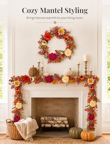 NUPTIO 6Ft Fall Garland for Mantle: Fall Decor for Home Thanksgiving - Image 3