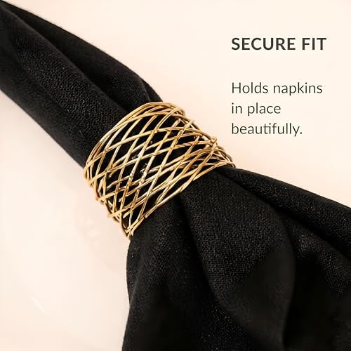 Durable Metal Iron Napkin Rings for Table Decor, Elegant Metal Table Setting Accessory, Rustic Napkin Holder for Modern Farmhouse & Everyday Dining Set of 50 (Gold) - ALPHA Living HOME - Image 6