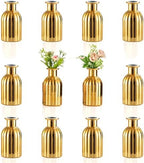 NUPTIO Gold Glass Bud Vases, Mini Vintage Bottle, 5.51" Tall, 12 Pcs by Nuptio