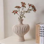 Ceramic Flower Vase Home Decor, 11 in Farmhouse Table Vases Rustic Vintage Living Room Kitchen Bedroom Decorations Pottery Decorative Vases for Flowers House Shelf Office Coffee Desk Dining, Rustic - Image 5