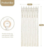 BECHAEO Boho Macrame Beaded Curtain with Tassels, White 2 Panels 35" x 79" - Image 7