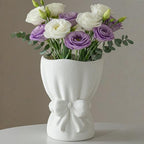 Lvases Bow Knot White Ceramic Decorative Flower Vase for Home Decor by modernhomedecoration