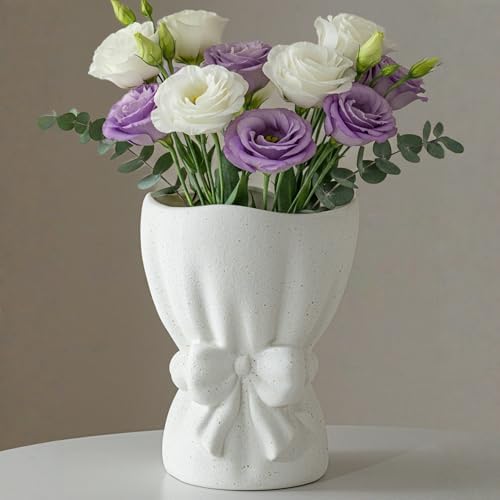Lvases Bow Knot White Ceramic Decorative Flower Vase for Home Decor by modernhomedecoration