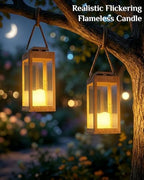 2 Pack 13.2 Inch Metal Large Outdoor Solar Lanterns for Patio Tabletop - Image 6