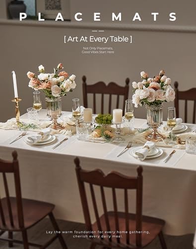 Leetaltree Woven Vinyl Placemats Set of 24, White Sequin - Image 2