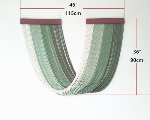Tie-Dye Macrame Wall Hanging Large 46" Wx36 L Dip Dye Yarn Tapestry Home Boho Wall Decor Ombre Art Headboard Bedroom Living Room Apartment,Green - Image 3