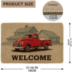 Vintage Red Truck Doormat, Farmhouse Outdoor & Indoor Entrance Decor, Seasonal Welcome Mat for Autumn & Holidays, Non-Slip Rubber Dust Absorbent Features 29x17 Inch - Image 2