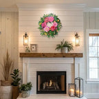 Spring Wreaths for Front Door Outside 24 Inch Spring Door Wreath with Pink Peony, Dahlias & Hydrangea, Handmade Silk Summer Wreaths for Front Door Home Wall Window Proch Seasonal Decor - Image 6