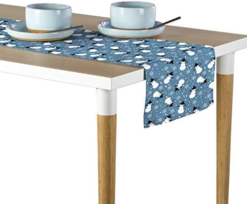 Christmas Table Runners | Snowman Table Runner | Winter Decorations for Home | Festive Holiday Christmas Decor Kitchen Dining Table Runner | Made in The USA | 14" x 108" Long by FabricTextileProductsInc