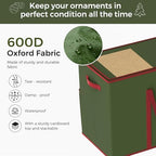 160-3” Large Christmas Ornament Storage Box, Dual Zippers, Stackable Christmas Storage Container with Lid, 6 Trays, 600D Oxford, Green - Image 4