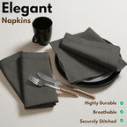 Native Fab Gray Cloth Napkins 100% Cotton, Set of 12, 18x18 inch, Hemstitched Edges with Mitered Corners, Soft, Absorbent, Reusable Table Napkins for Celebrations, Events, Lunch, Dinner, Grey - Image 4