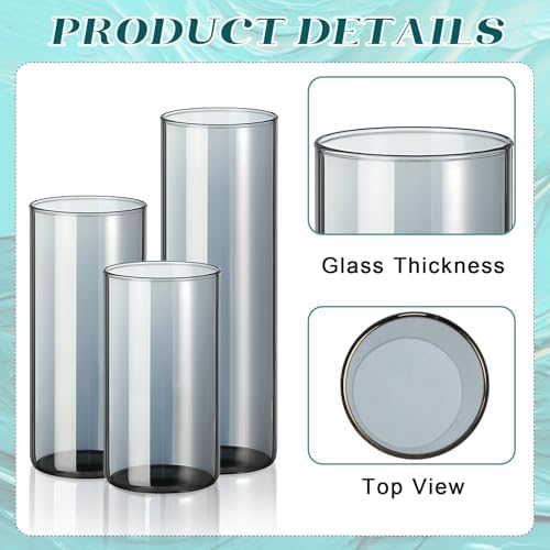 Shihanee 36 Pillar Candles,2.6'' X 4.7'', 5.9'', 7.9'',Smoke Gray,White - Image 3