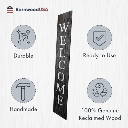 BARNWOODUSA Wooden Welcome Sign for Front Door 5 Foot, 5-Foot, Smoky Black - Image 6