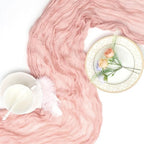 12 Pack Blush Pink Cheesecloth Table Runner 10ft 23x120 Inch - Image 6