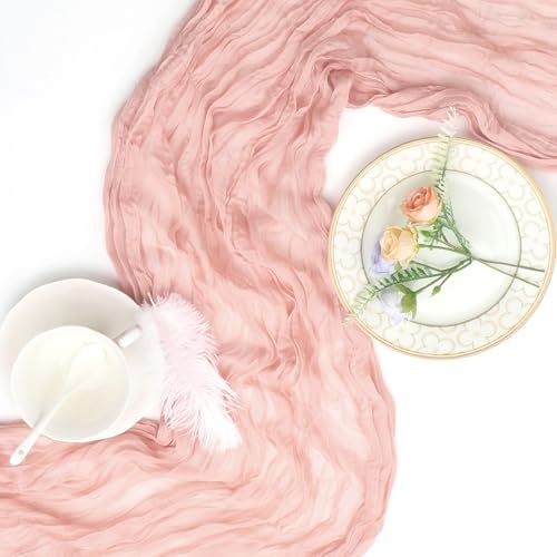 12 Pack Blush Pink Cheesecloth Table Runner 10ft 23x120 Inch - Image 6