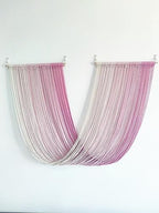 QULBUJ Dip Dye Large Macrame Wall Hanging Tie-Dye Yarn Tapestry Home Boho Wall Decor Ombre Art Headboard Bedroom Living Room 52" Wx34 L,Pink - Image 2