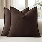 EMEMA Euro Sham Decorative Linen Throw Pillow Covers 24x24 Inch Dark Brown by EMEMA