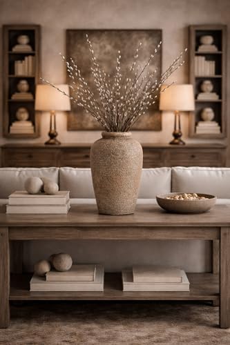 Emotionally Grounded Vase, Vaseking Large Ceramic Rustic Vase, 11 inch Minimalist Decorative Farmhouse Tall Vases for Home Decor, Living Room, Enterway, Table Decoration, Brown - Image 5