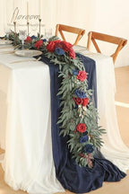 Floroom 6ft Artificial Eucalyptus Garland with Flowers Fake Greenery Faux Floral Vine Garland for Table Decor Wedding Centerpieces Bridal Shower Party Decorations, Dark Red Burgundy Navy - Image 2